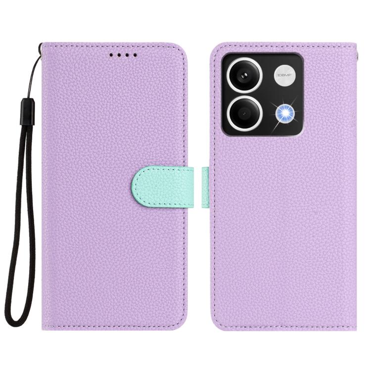 For Redmi Note 13 5G Global Detachable Litchi Texture Magnetic Vegan Leather Phone Case