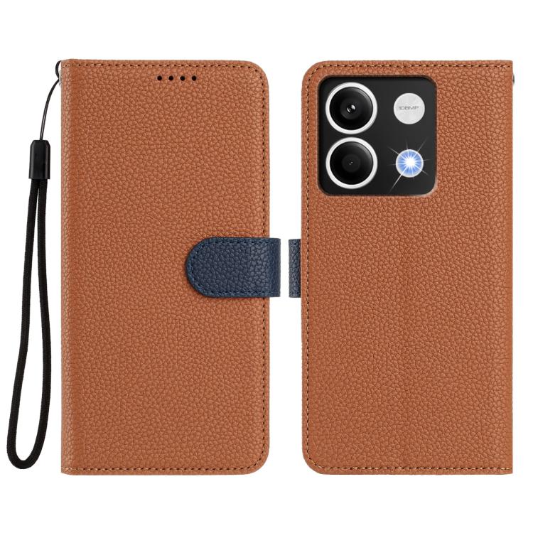 For Redmi Note 13 5G Global Detachable Litchi Texture Magnetic Vegan Leather Phone Case