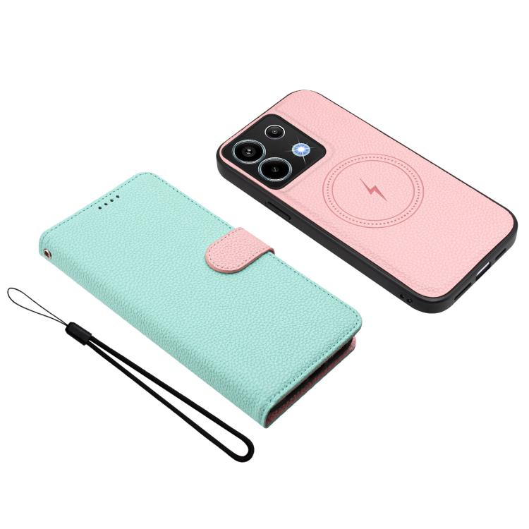 For Redmi Note 13 Pro 5G Global / Poco X6 Detachable Litchi Texture Magnetic Vegan Leather Phone Case