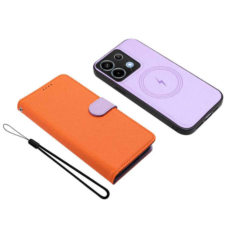 For Redmi Note 13 Pro 5G Global / Poco X6 Detachable Litchi Texture Magnetic Vegan Leather Phone Case