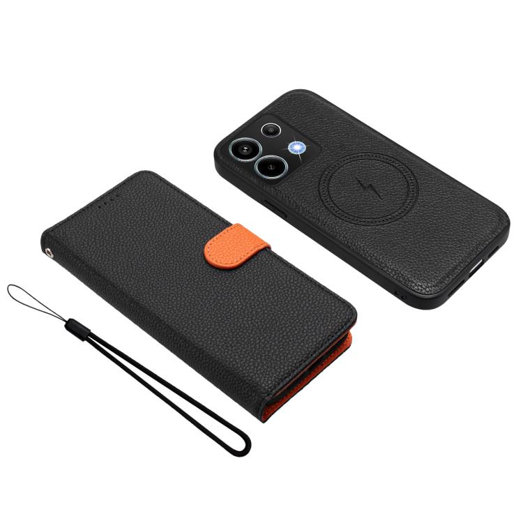For Redmi Note 13 Pro 5G Global / Poco X6 Detachable Litchi Texture Magnetic Vegan Leather Phone Case