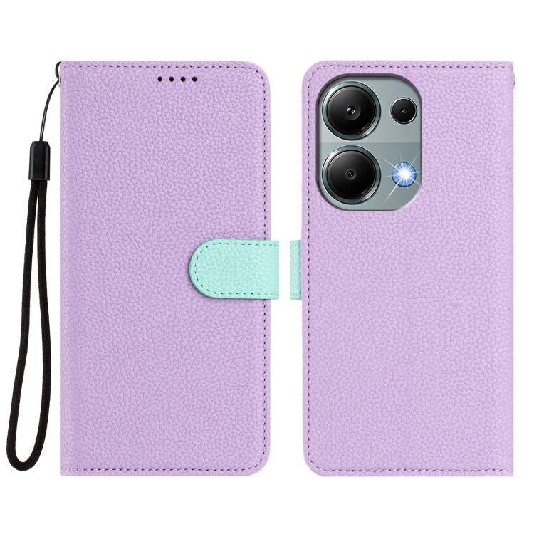 For Redmi Note 13 Pro 4G Global / Poco M6 Pro 4G Detachable Litchi Texture Magnetic Vegan Leather Phone Case