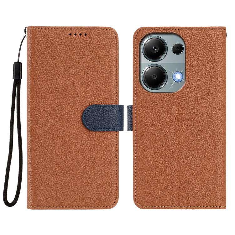 For Redmi Note 13 Pro 4G Global / Poco M6 Pro 4G Detachable Litchi Texture Magnetic Vegan Leather Phone Case