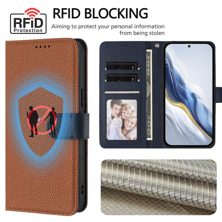 For Redmi Note 13 Pro+ Detachable Litchi Texture Magnetic Vegan Leather Phone Case