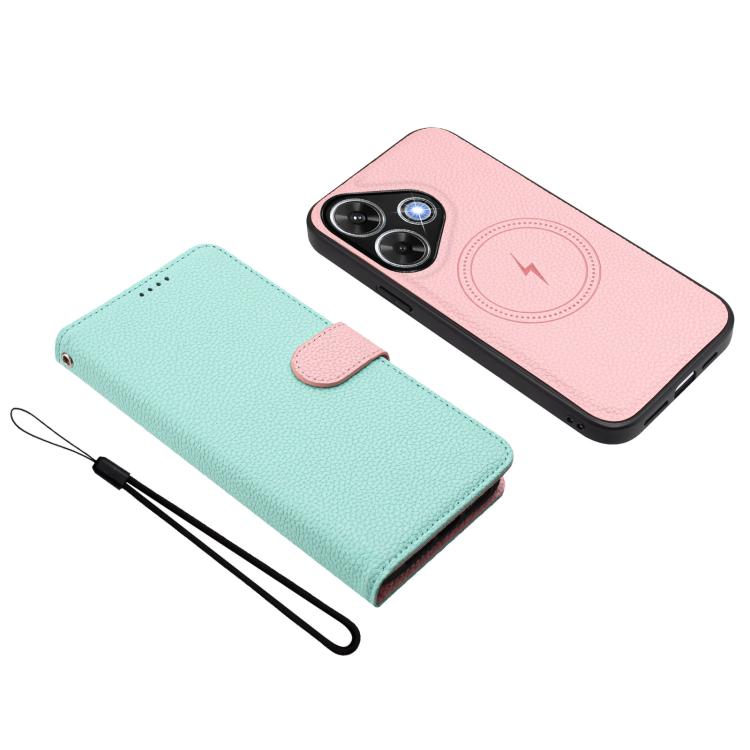 For Redmi 13 4G / 5G / Note 13R Detachable Litchi Texture Magnetic Vegan Leather Phone Case