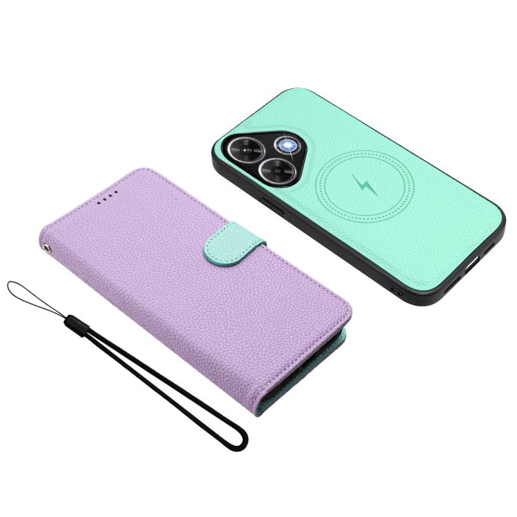 For Redmi 13 4G / 5G / Note 13R Detachable Litchi Texture Magnetic Vegan Leather Phone Case