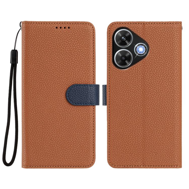 For Redmi 13 4G / 5G / Note 13R Detachable Litchi Texture Magnetic Vegan Leather Phone Case