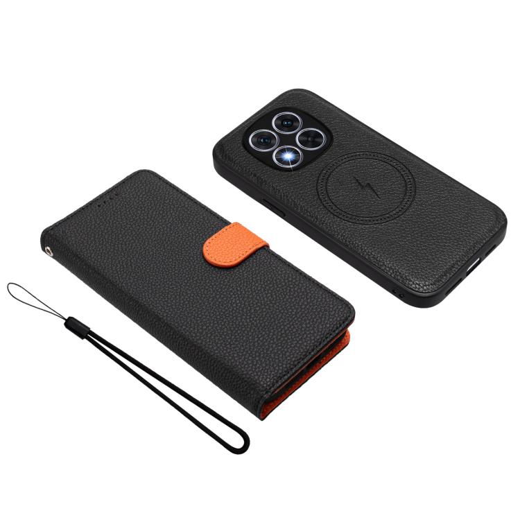 For Redmi Note 14 Pro 5G Global Detachable Litchi Texture Magnetic Vegan Leather Phone Case