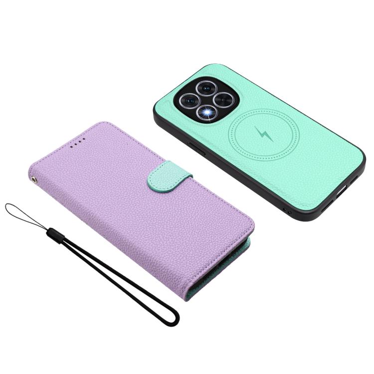 For Redmi Note 14 Pro 5G Global Detachable Litchi Texture Magnetic Vegan Leather Phone Case