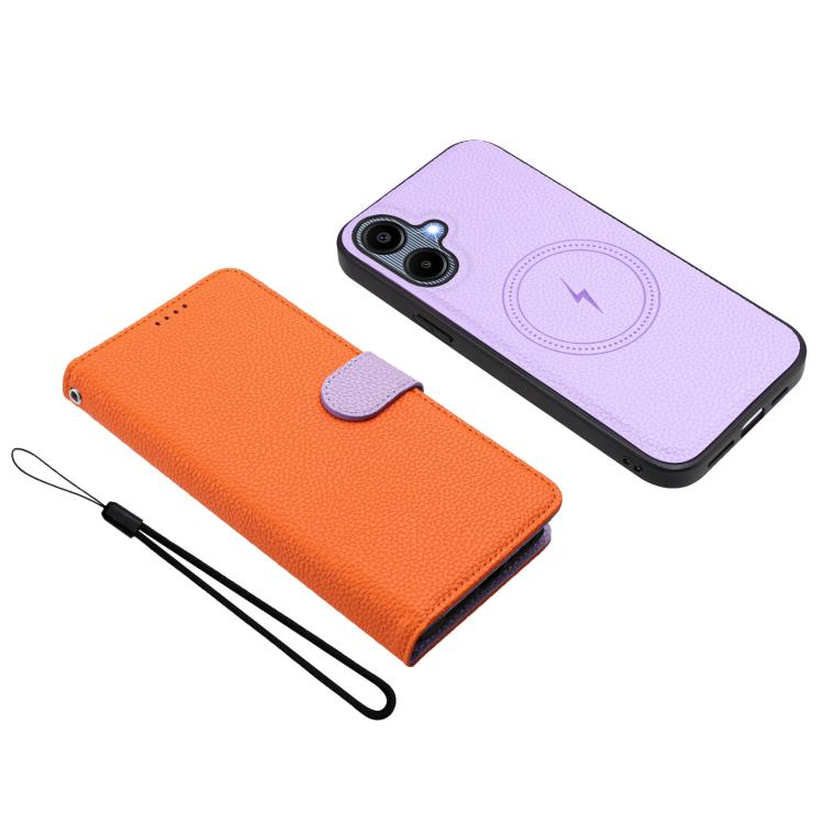 For Samsung Galaxy A04 Detachable Litchi Texture Magnetic Vegan Leather Phone Case