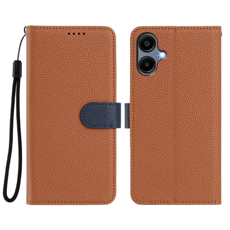 For Samsung Galaxy A05 Detachable Litchi Texture Magnetic Vegan Leather Phone Case