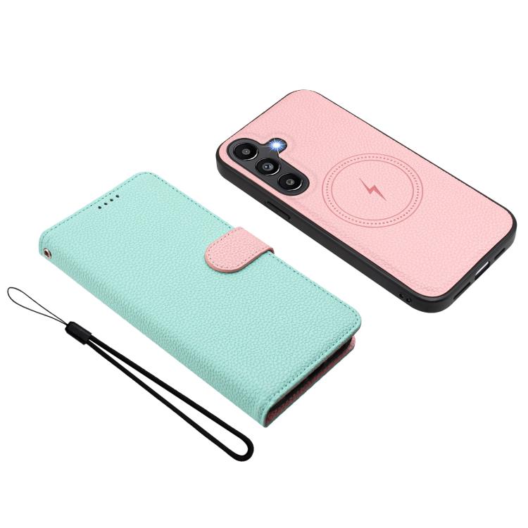 For Samsung Galaxy A13 5G / A04s Detachable Litchi Texture Magnetic Vegan Leather Phone Case