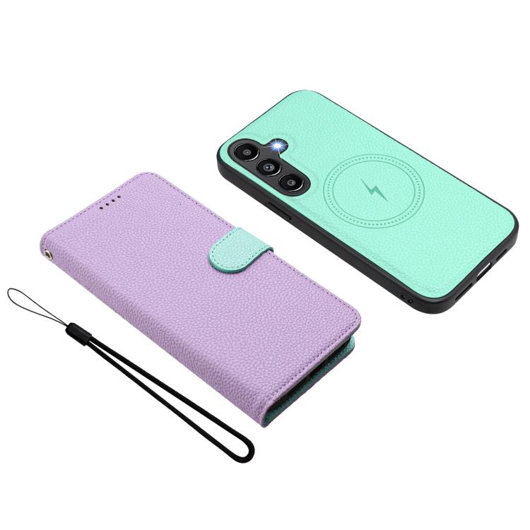 For Samsung Galaxy A13 5G / A04s Detachable Litchi Texture Magnetic Vegan Leather Phone Case