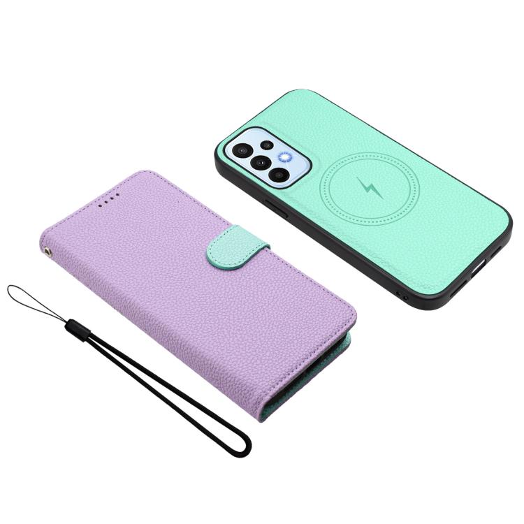 For Samsung Galaxy A32 4G Detachable Litchi Texture Magnetic Vegan Leather Phone Case