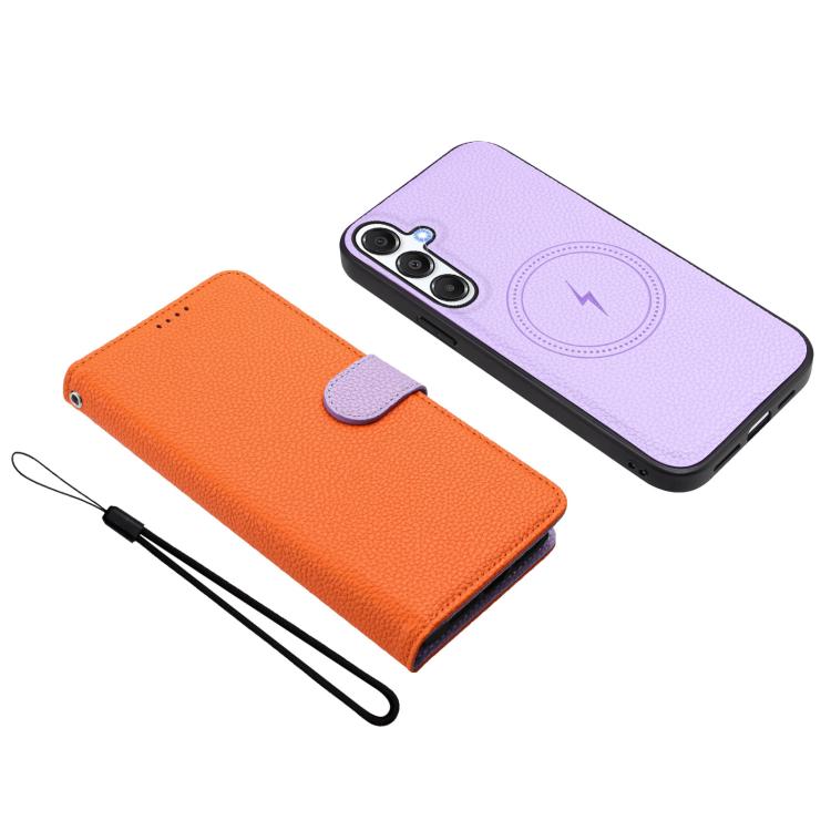 For Samsung Galaxy A54 5G Detachable Litchi Texture Magnetic Vegan Leather Phone Case