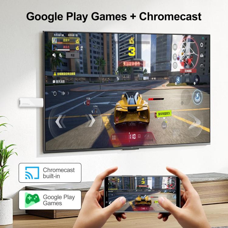 H96 Max H313 Android 14 Mini HD TV Stick with Remote Control, 2GB+8GB, ARM Cortex-A53 Quad Core - White
