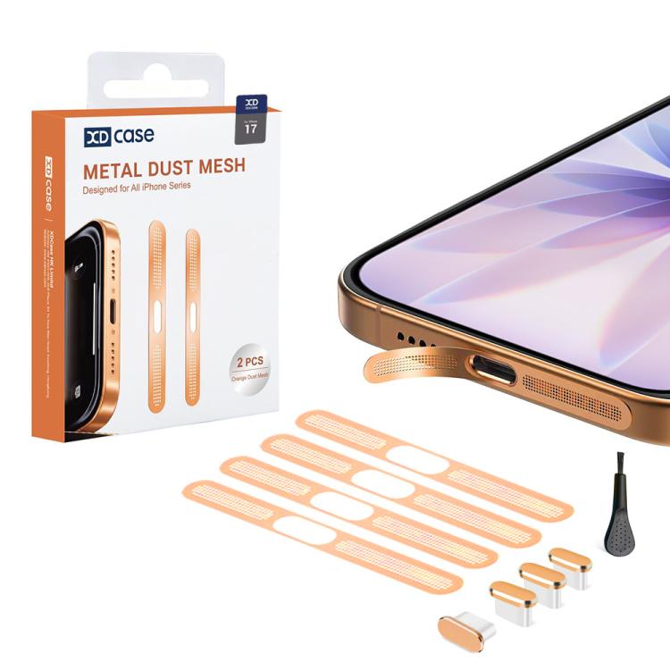 For iPhone 17 / 16 XDcase 4pcs Metal Dust Mesh Earpiece Dustproof Stickers with 4 Anti-Dust Plugs 1 Cleaning Brush