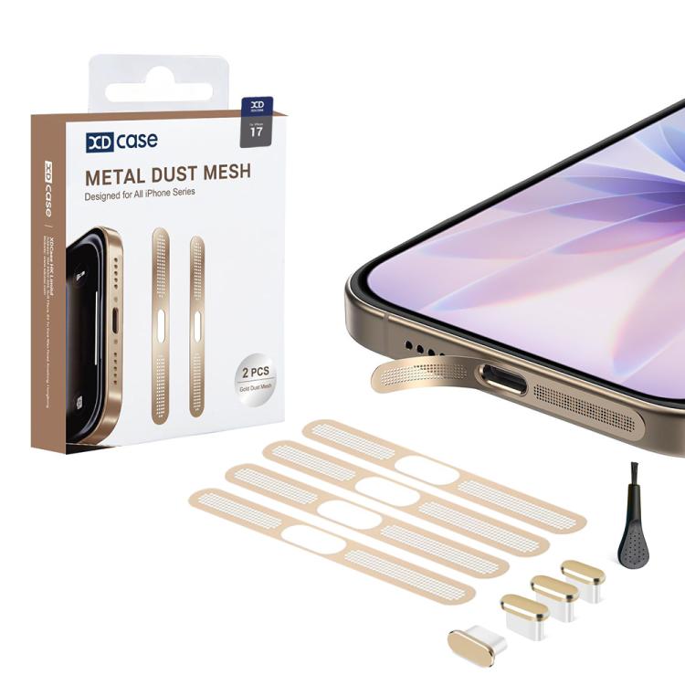 For iPhone 17 / 16 XDcase 4pcs Metal Dust Mesh Earpiece Dustproof Stickers with 4 Anti-Dust Plugs 1 Cleaning Brush