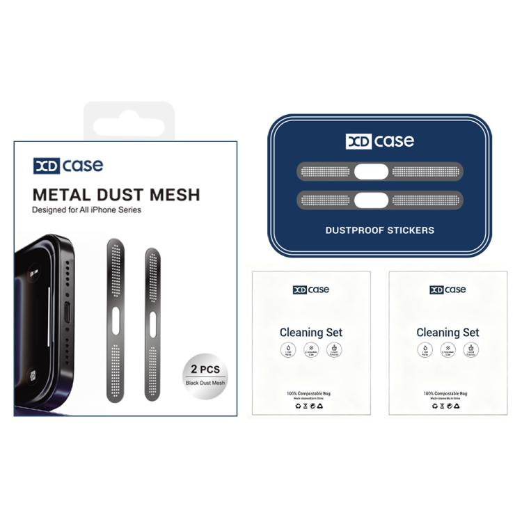 For iPhone 17 / 16 XDcase 4pcs Metal Dust Mesh Earpiece Dustproof Stickers with 4 Anti-Dust Plugs 1 Cleaning Brush
