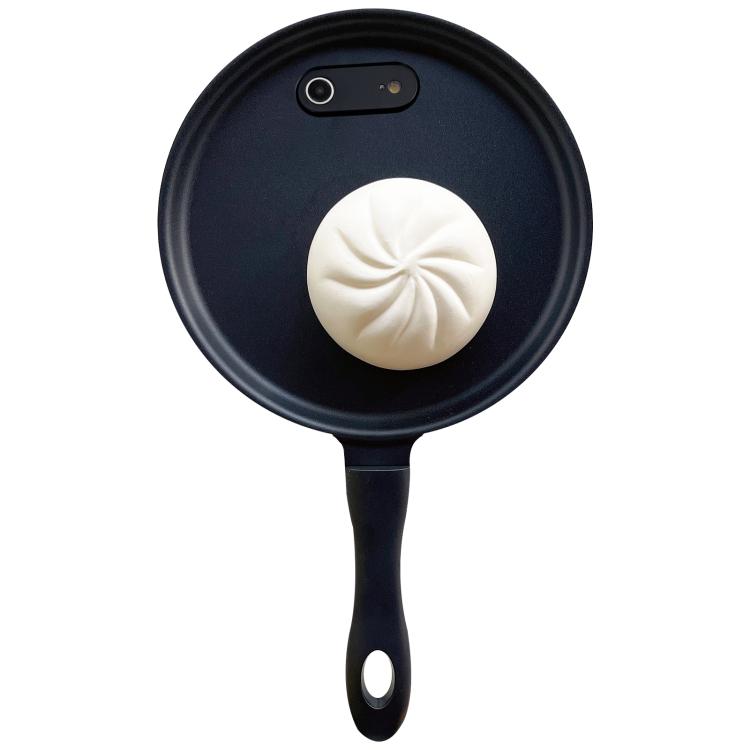 For iPhone Air 3D Frying Pan Bread Phone Case - Black
