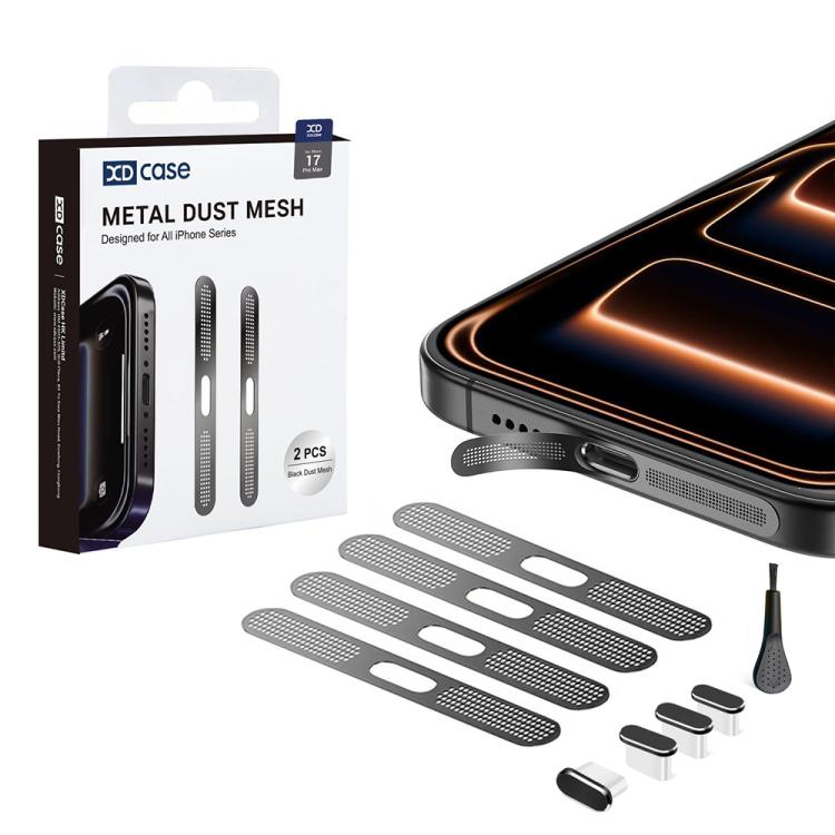 For iPhone 17 Pro Max XDcase 4pcs Metal Dust Mesh Earpiece Dustproof Stickers with 4 Anti-Dust Plugs 1 Cleaning Brush