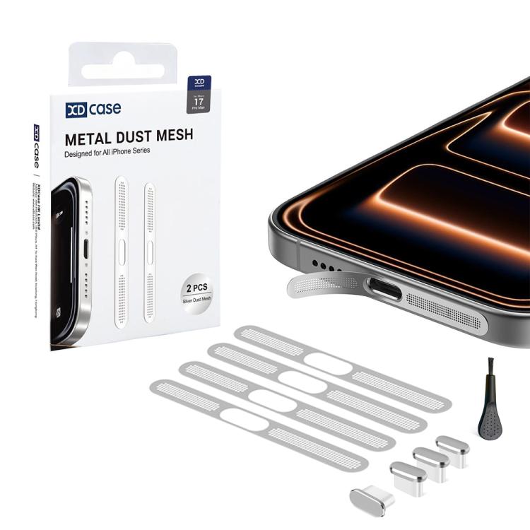 For iPhone 17 Pro Max XDcase 4pcs Metal Dust Mesh Earpiece Dustproof Stickers with 4 Anti-Dust Plugs 1 Cleaning Brush