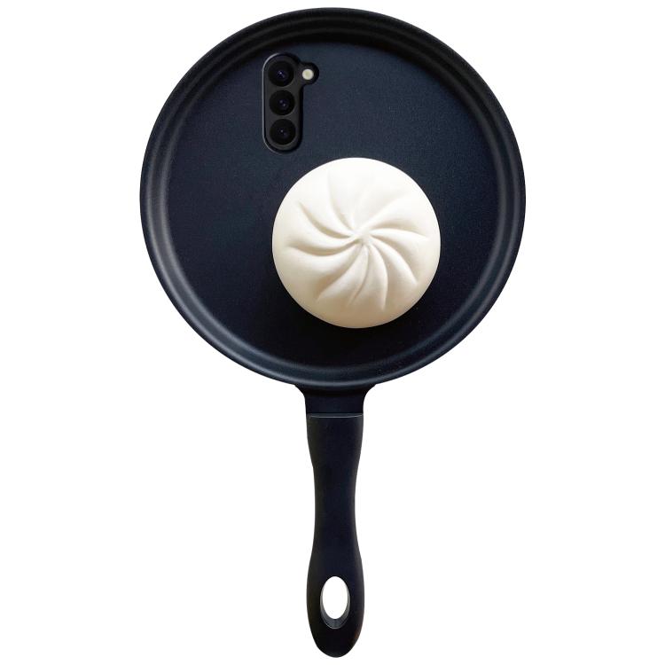 For Samsung Galaxy S23+ 5G 3D Frying Pan Bread Phone Case - Black