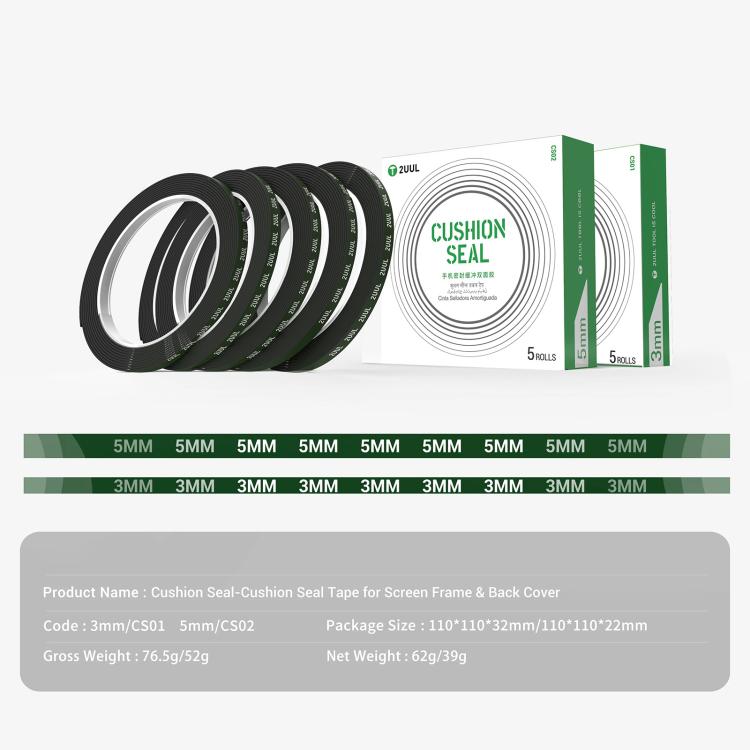 2UUL 5 in 1 10m Cushion Seal Tape, Model:CS01 / 3mm