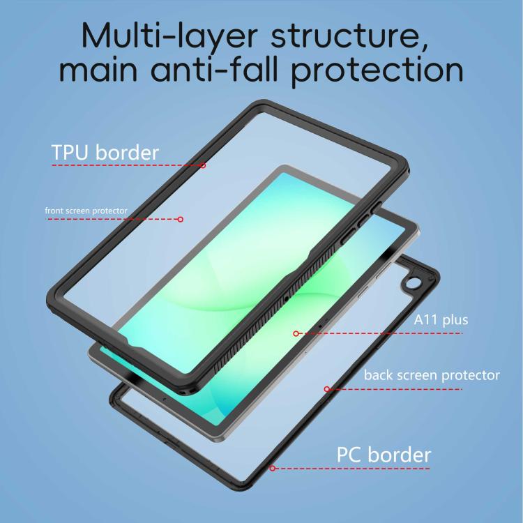 For Samsung Galaxy Tab A11+ RedPepper Shockproof Waterproof PC Hybrid TPU Tablet Case - Black