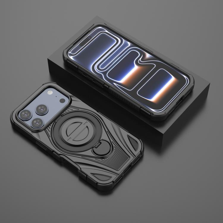 For iPhone 17 Pro Star Ring Metallic Pivot Bracket Magnetic Phone Case