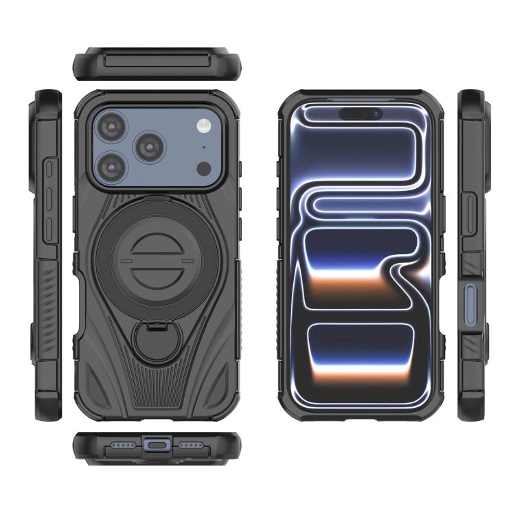 For iPhone 17 Pro Star Ring Metallic Pivot Bracket Magnetic Phone Case