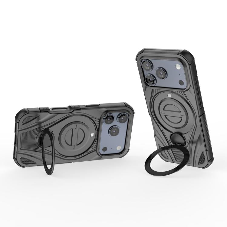 For iPhone 17 Pro Star Ring Metallic Pivot Bracket Magnetic Phone Case