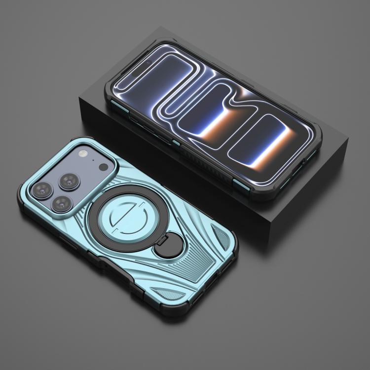 For iPhone 17 Pro Star Ring Metallic Pivot Bracket Magnetic Phone Case
