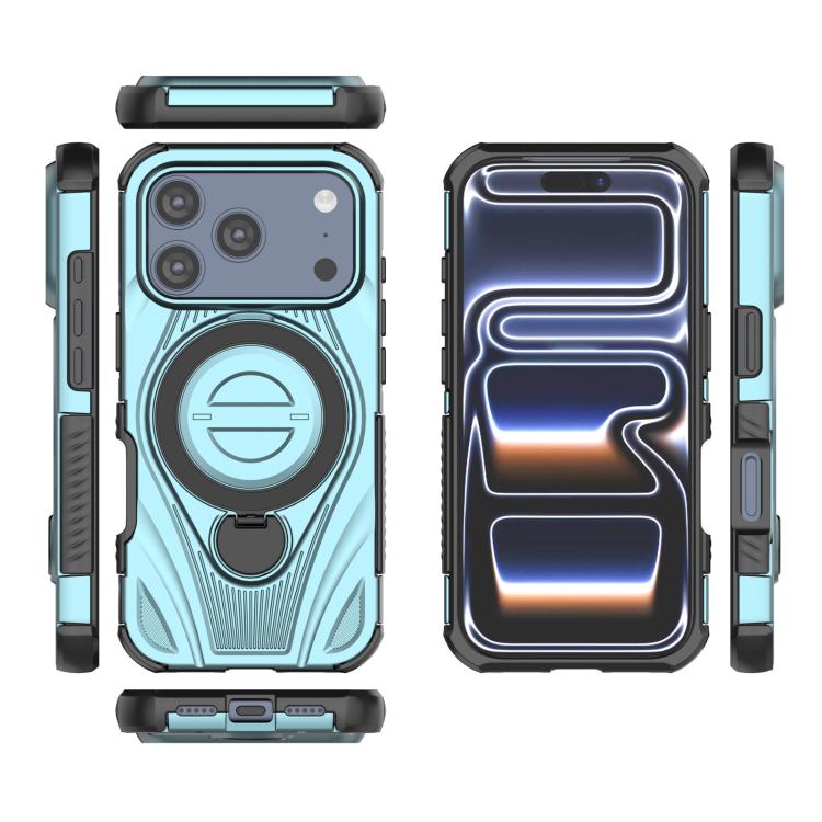 For iPhone 17 Pro Star Ring Metallic Pivot Bracket Magnetic Phone Case