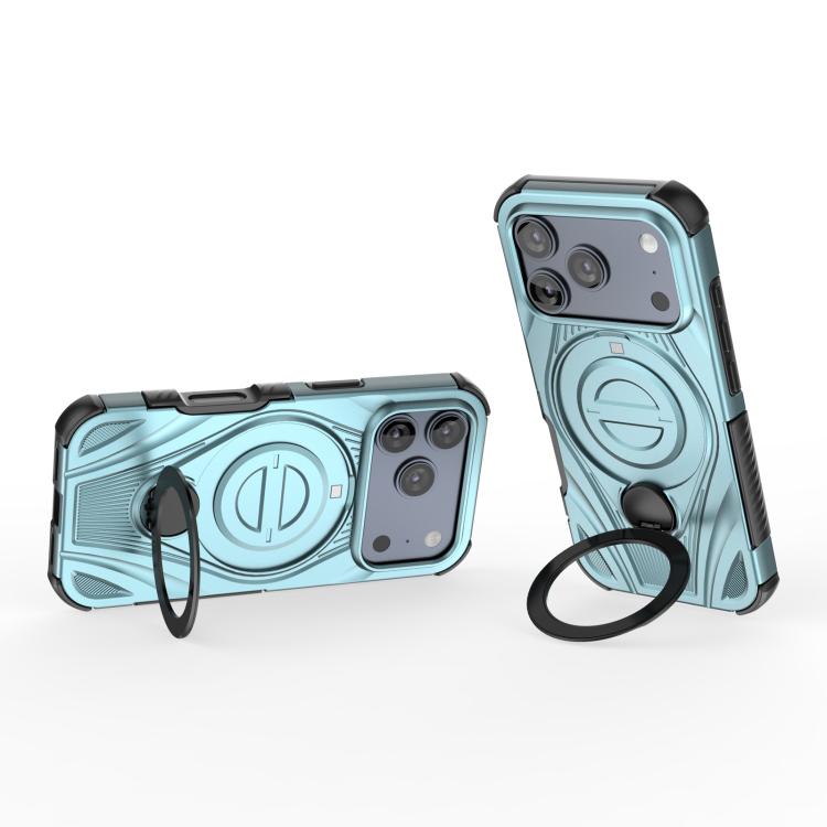 For iPhone 17 Pro Star Ring Metallic Pivot Bracket Magnetic Phone Case