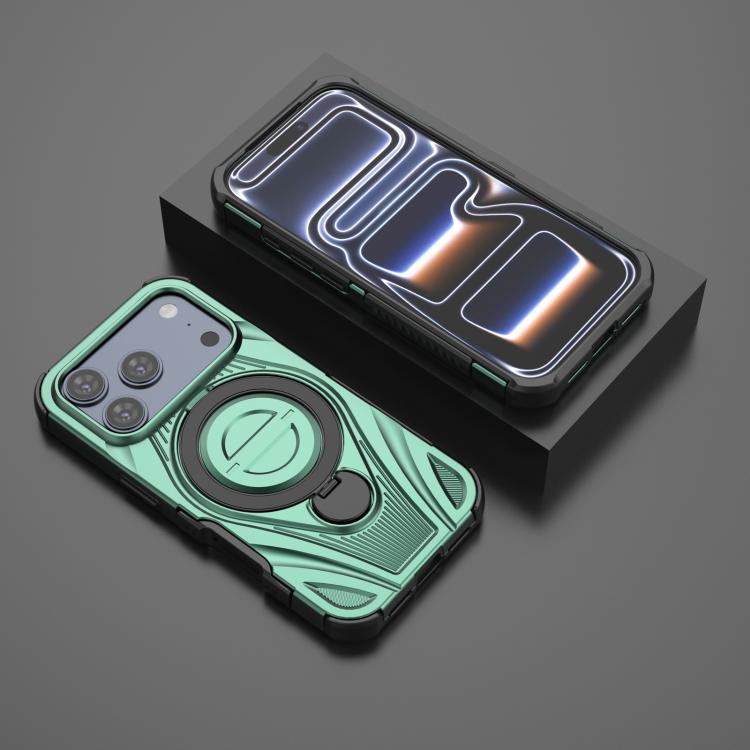 For iPhone 17 Pro Star Ring Metallic Pivot Bracket Magnetic Phone Case