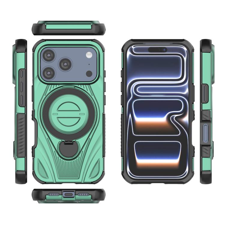 For iPhone 17 Pro Star Ring Metallic Pivot Bracket Magnetic Phone Case