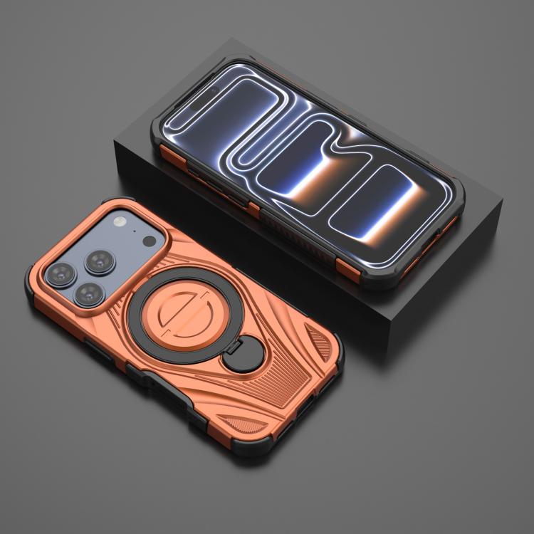 For iPhone 17 Pro Star Ring Metallic Pivot Bracket Magnetic Phone Case