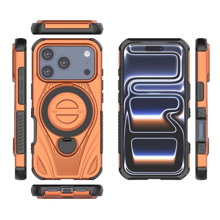 For iPhone 17 Pro Star Ring Metallic Pivot Bracket Magnetic Phone Case