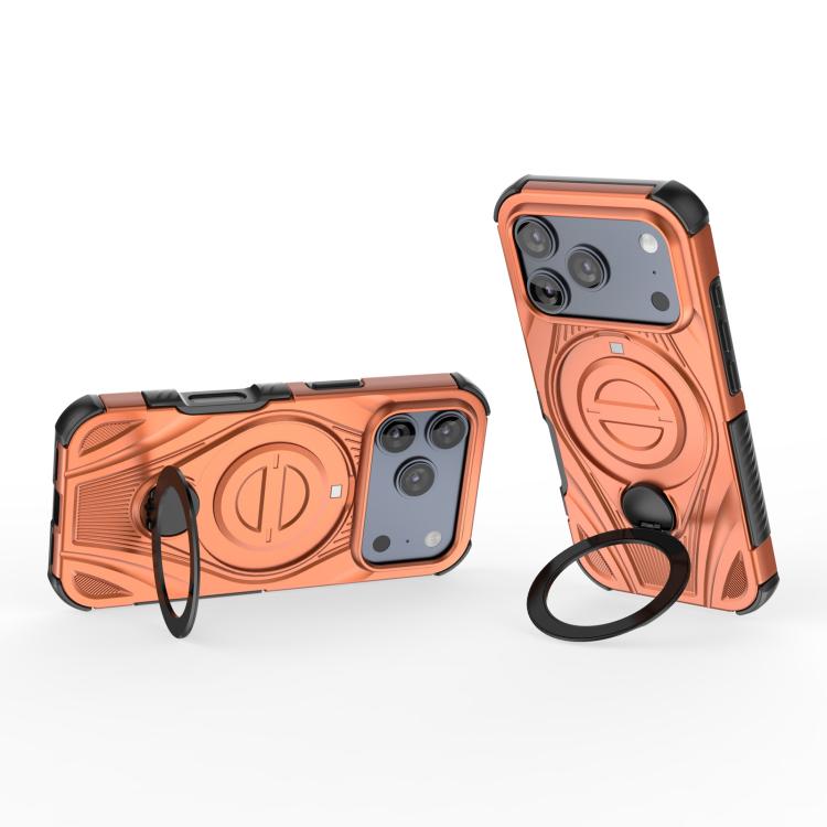 For iPhone 17 Pro Star Ring Metallic Pivot Bracket Magnetic Phone Case