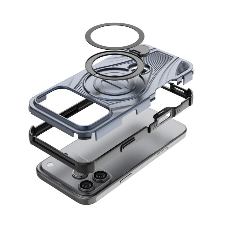 For iPhone 17 Pro Star Ring Metallic Pivot Bracket Magnetic Phone Case