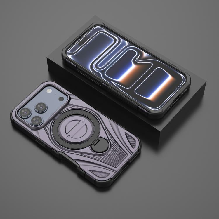 For iPhone 17 Pro Star Ring Metallic Pivot Bracket Magnetic Phone Case