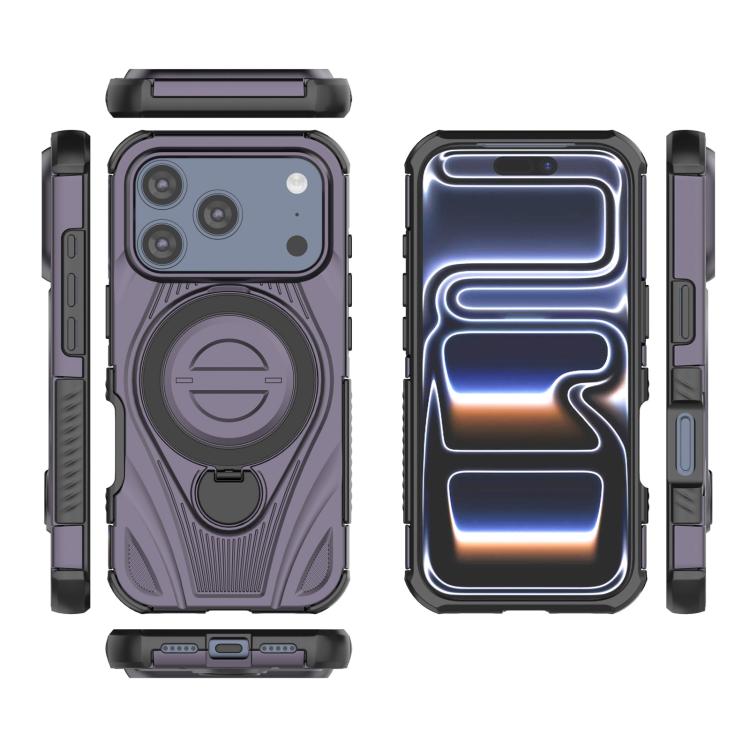 For iPhone 17 Pro Star Ring Metallic Pivot Bracket Magnetic Phone Case