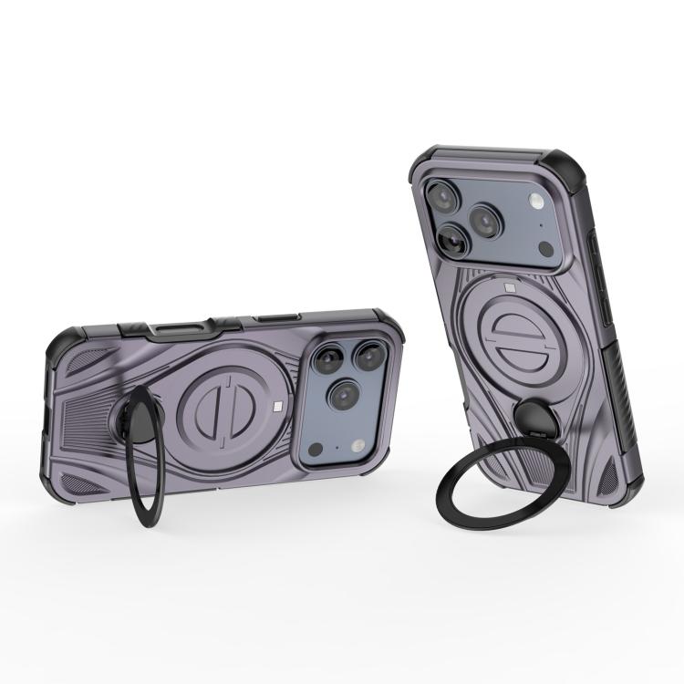 For iPhone 17 Pro Star Ring Metallic Pivot Bracket Magnetic Phone Case