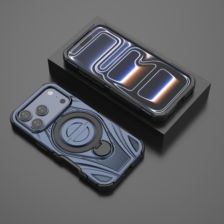 For iPhone 17 Pro Star Ring Metallic Pivot Bracket Magnetic Phone Case