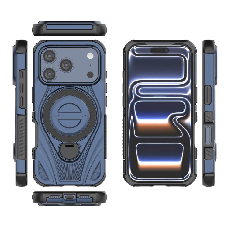 For iPhone 17 Pro Star Ring Metallic Pivot Bracket Magnetic Phone Case