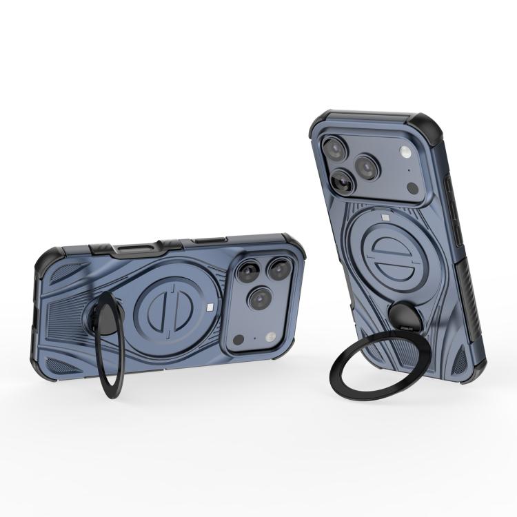 For iPhone 17 Pro Star Ring Metallic Pivot Bracket Magnetic Phone Case