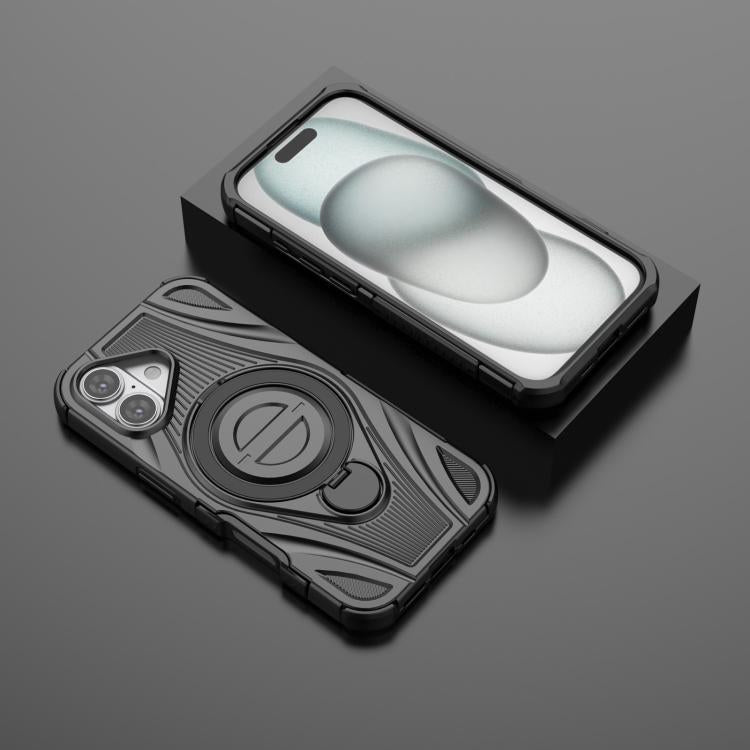 For iPhone 17 Star Ring Metallic Pivot Bracket Magnetic Phone Case