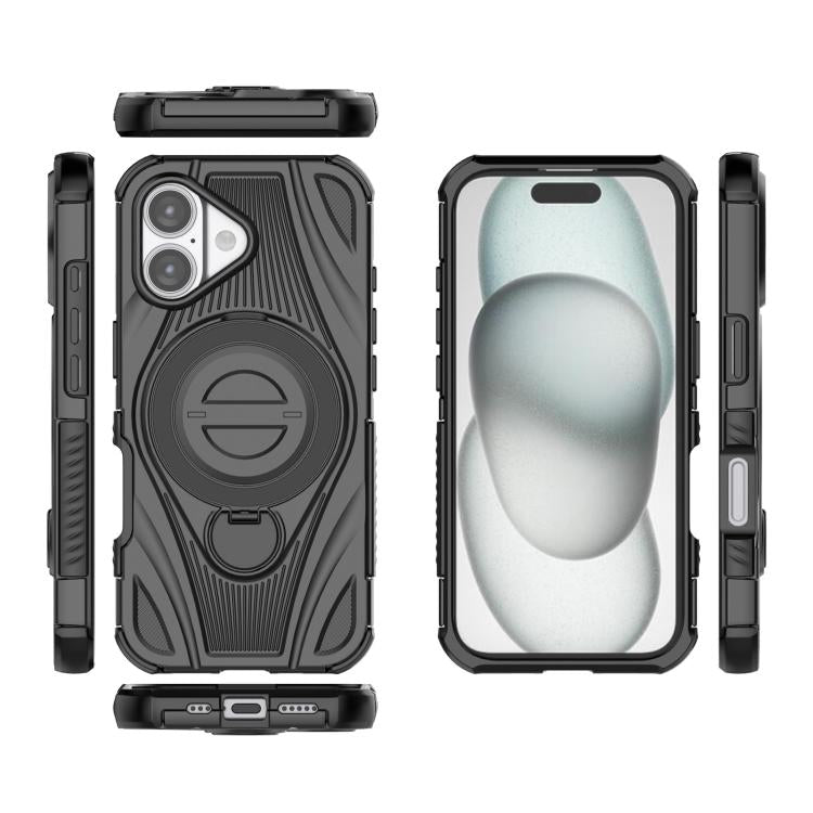 For iPhone 17 Star Ring Metallic Pivot Bracket Magnetic Phone Case
