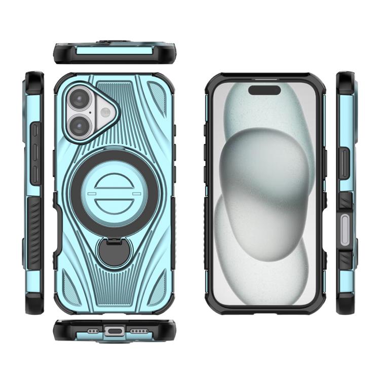 For iPhone 17 Star Ring Metallic Pivot Bracket Magnetic Phone Case